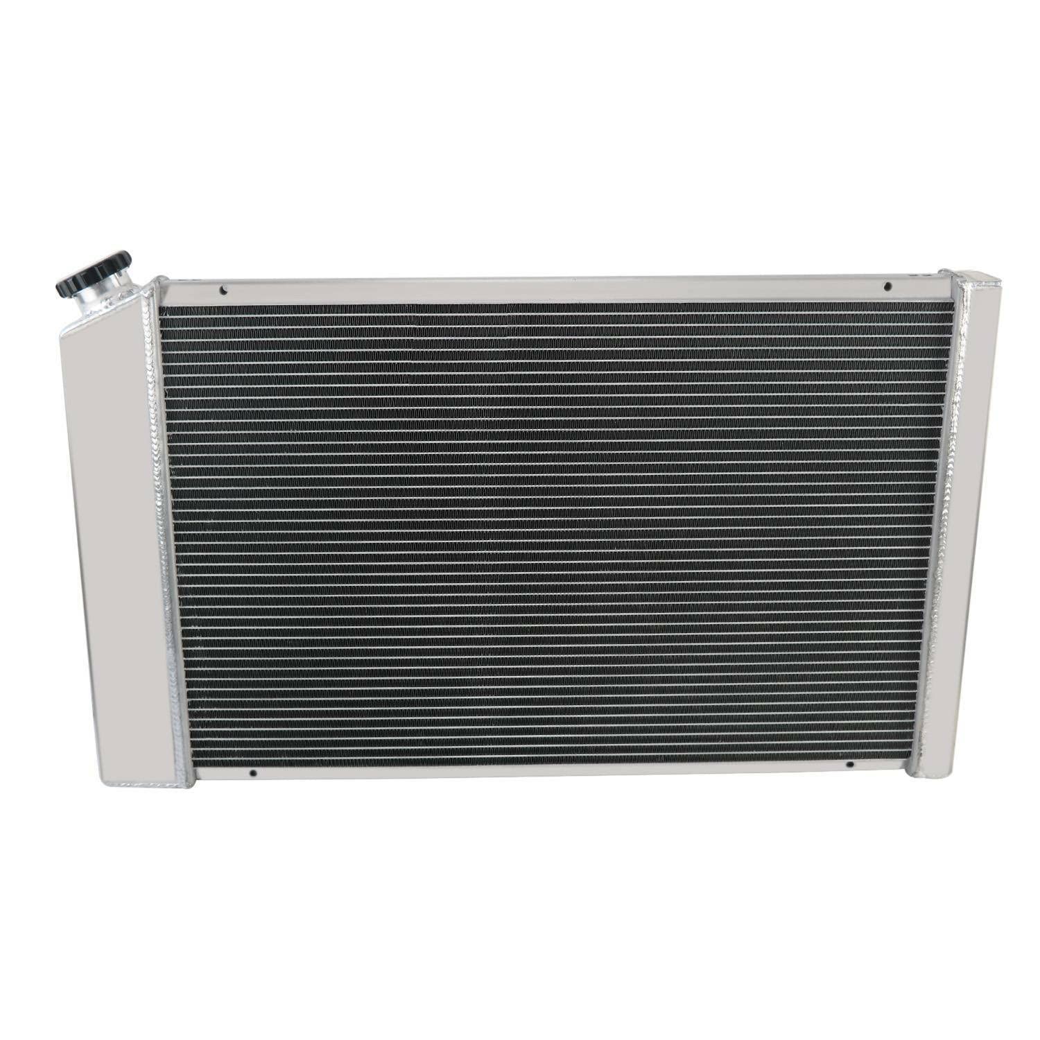 AlloyWorks CC162 4-Row Core Aluminum Radiator with Fan Shroud & Relay Kit - Compatible with 1970-1987 Chevy Blazer C/P/G/K Series, 1975-1988 Oldsmobile Cutlass, 1975-1987 Buick Models (AT/MT) - High Performance Crossflow Cooling System for Off-Roading & Classic Car Restoration