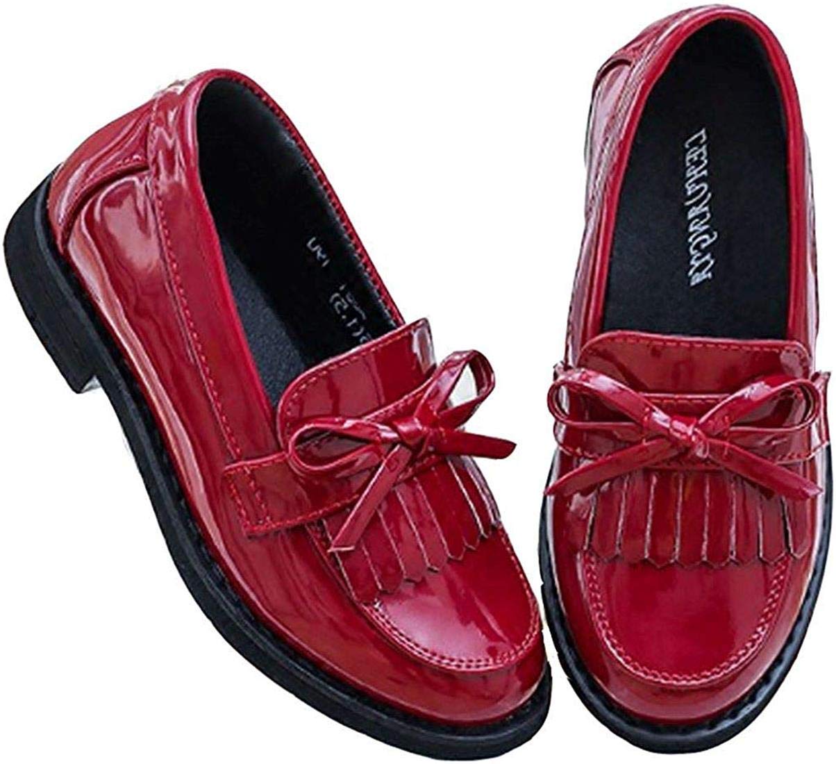 Girls Patent Leather Penny Loafers - Slip-On School Uniform Shoes for Dress & Everyday Wear - Shiny Oxford Flats for Class, Church & Special Occasions