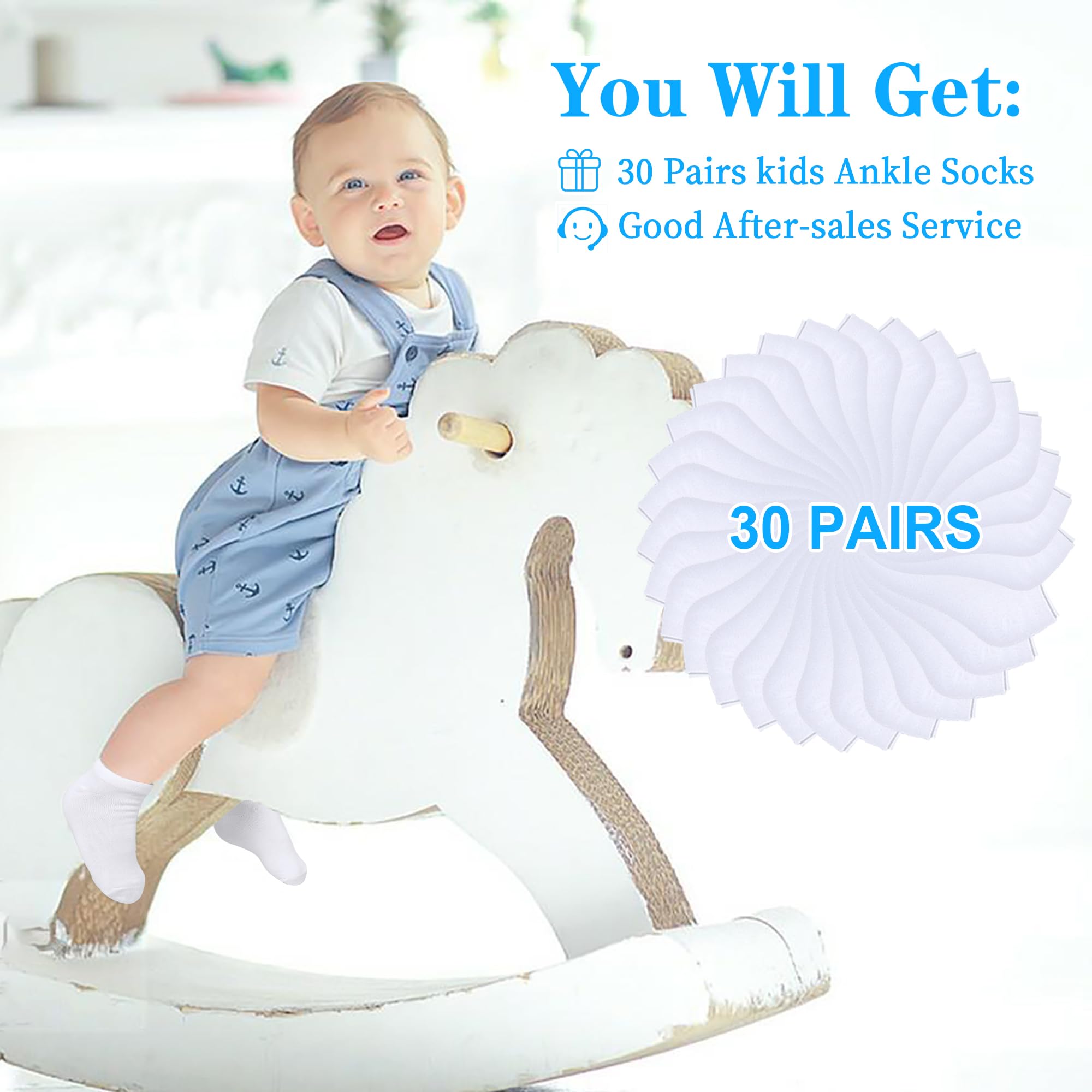 30 Pairs Toddler Socks for Boys & Girls 1-14 Years - Soft No Show Ankle Socks Set - Perfect for School, Play & Everyday Comfort (Baby & Kids Low Cut Socks)