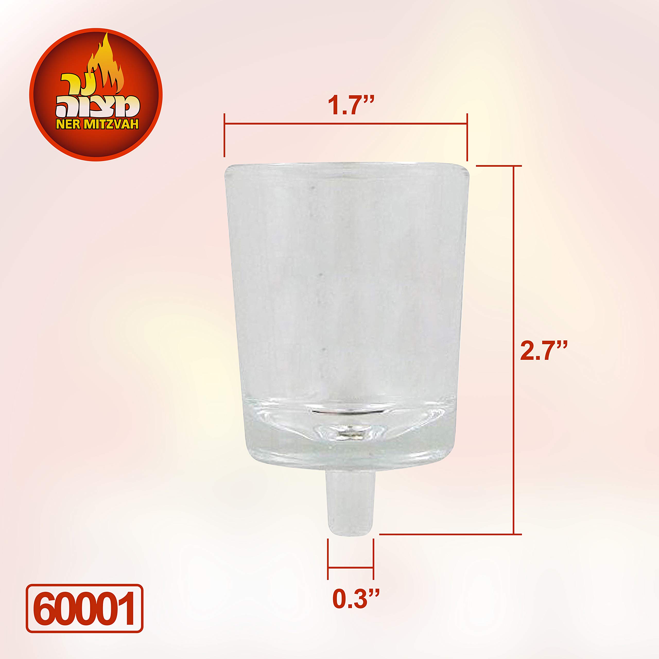 Premium Clear Glass Shabbat Candle Holders - Set of 6 Small Votive Cups for Ner Mitzvah & Shabbos Candles - Perfect for Jewish Holidays, Sabbath Dinner & Home Decor