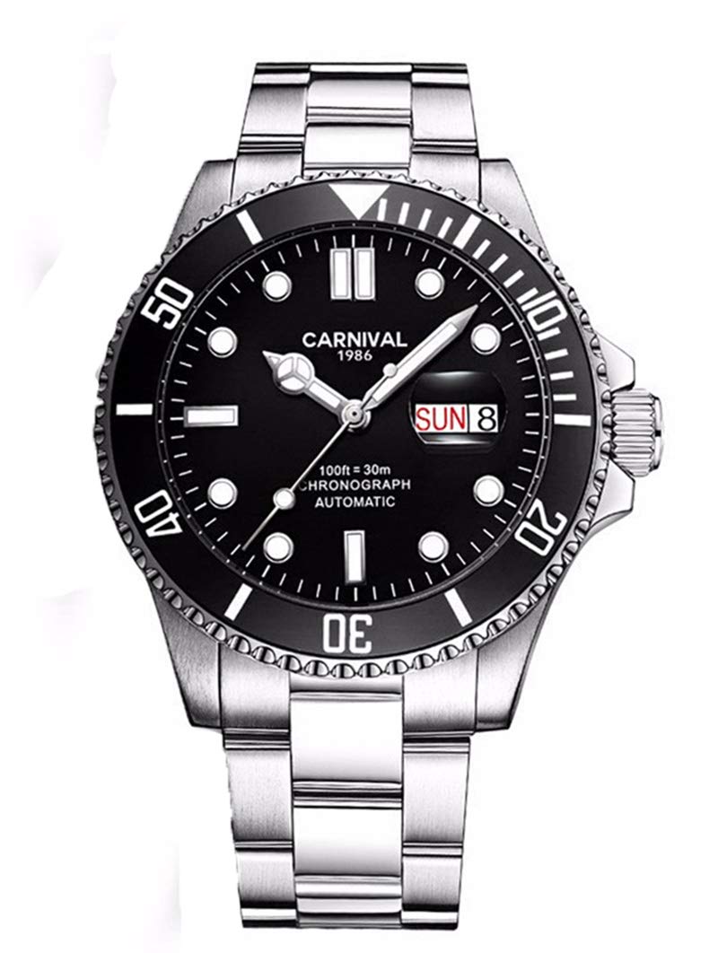 MASTOP Men's Automatic Diver Watch - Classic Rotating Bezel Analog Dress Watch with Day/Week Display - Luxury Waterproof Wristwatch for Business, Diving & Formal Occasions