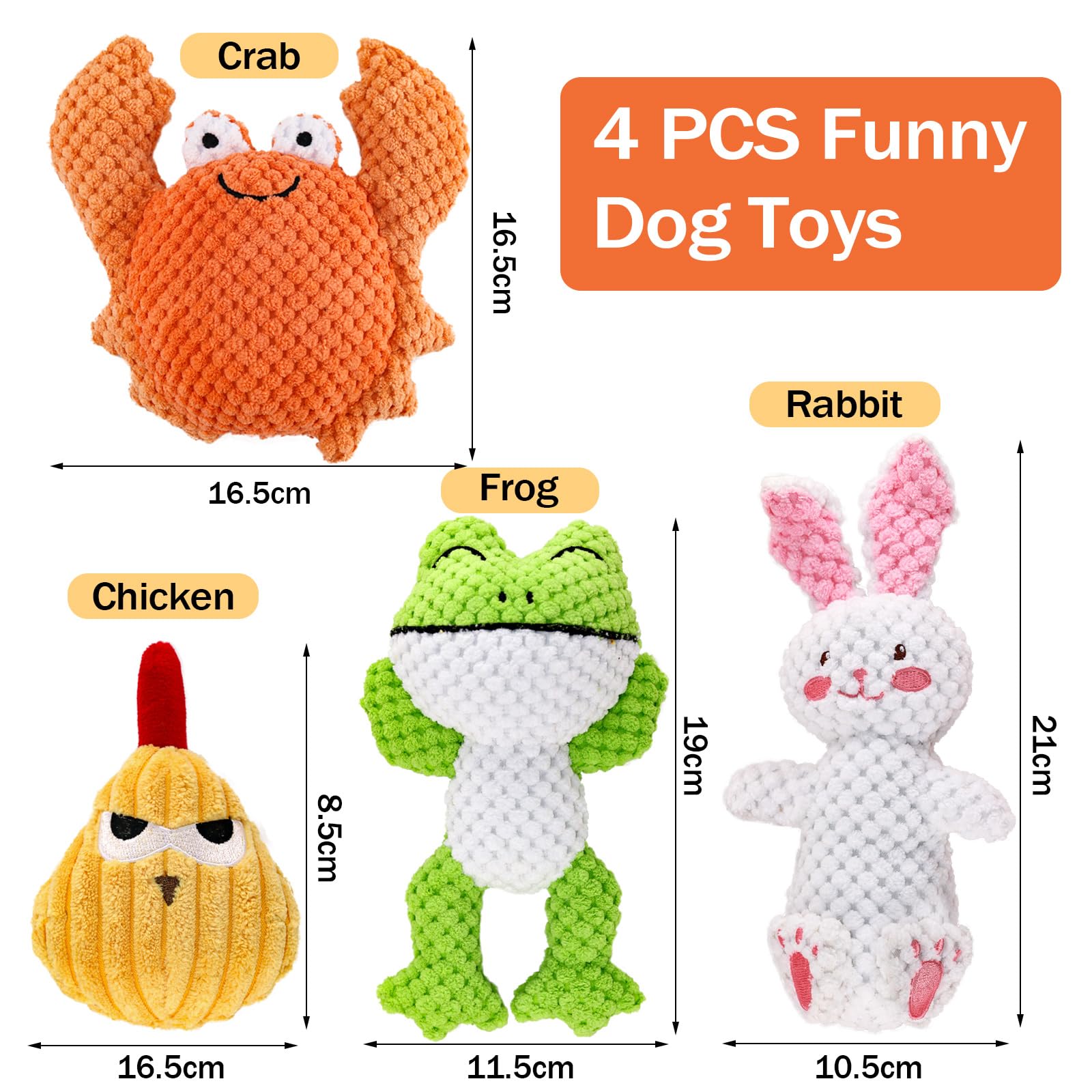 4 Pack Squeaky Dog Toys - Soft Plush Chew Toys for Puppies & Small to Medium Dogs - Interactive Teething Relief & Playtime Fun - Perfect for Indoor, Outdoor & Training Use