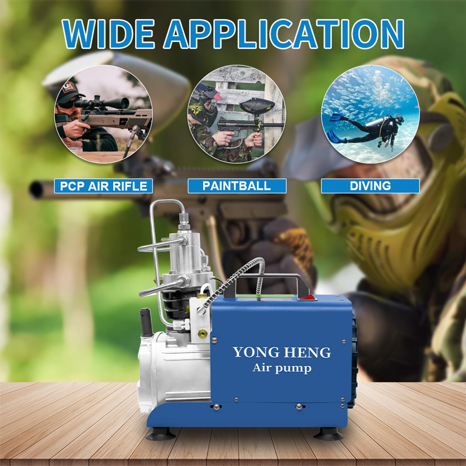 YONG HENG 4500Psi/30Mpa High Pressure Air Compressor Pump with LCD Display, Auto-Stop & Built-in Water-Oil Separator - PCP Air Rifle Filling for Hunting, Shooting & Paintball (Portable Airgun Accessory)