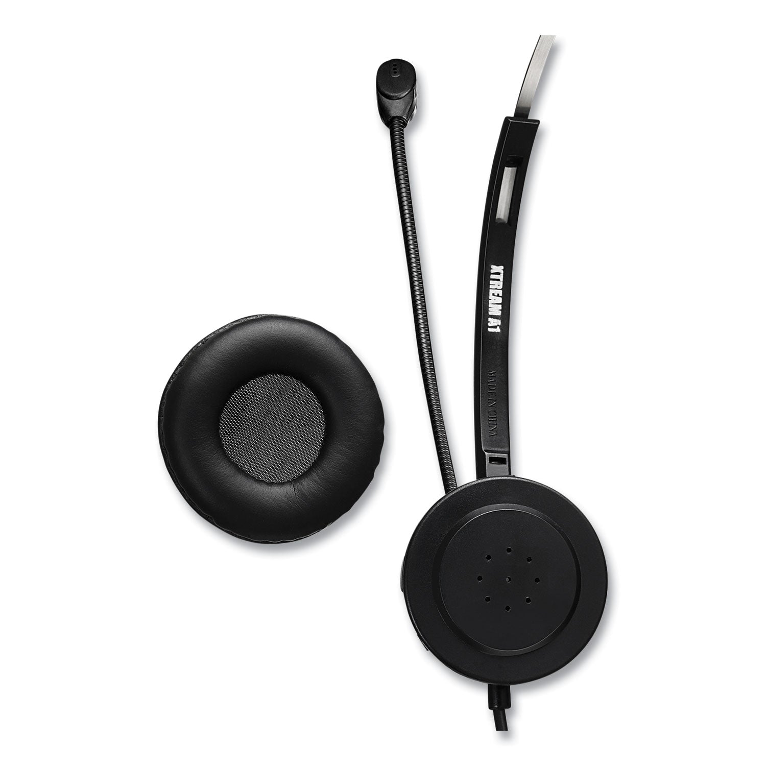 Adesso Xtream P1 Monaural Over-the-Head Headset with Noise-Canceling Microphone - Black | Comfortable Office Headphone for Call Centers, Customer Service & Remote Work