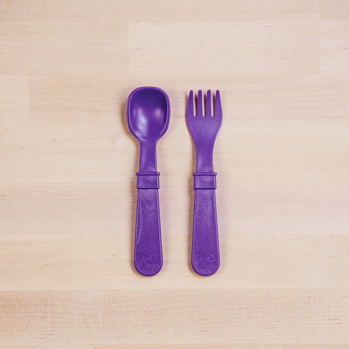 Re Play Fork & Spoon Set - BPA-Free Toddler Utensils for Kids - Durable Plastic Baby Feeding Set for Travel, Daycare & Home Use