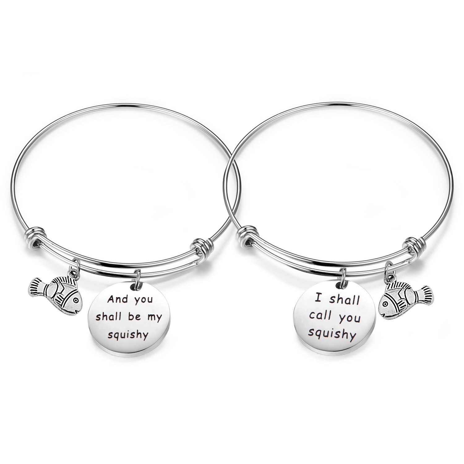 CHOROY 2-Pack Adjustable Friendship Bracelets - 'I Shall Call You Squishy' & 'You Shall Be My Squishy' Matching BFF Gift Set for Women, Mothers & Daughters - Perfect for Best Friends Day, Birthdays & Special Occasions