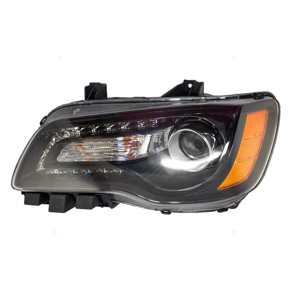 12-14 Chrysler 300 Halogen Headlight Assembly with Black Bezel - Replacement Headlights for Improved Night Visibility & Style Upgrade