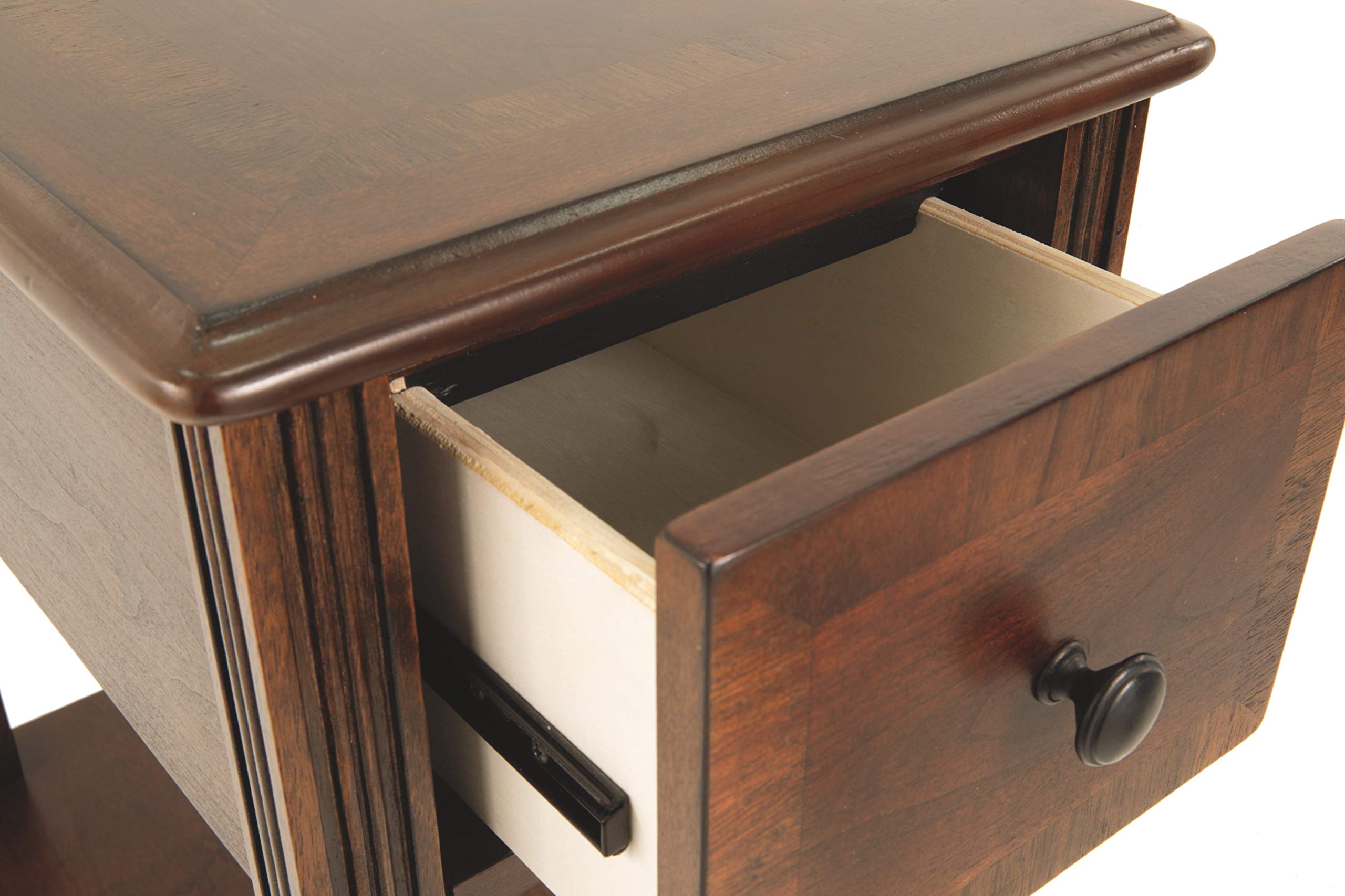 Signature Design by Ashley Breegin Traditional Wooden Side End Table - Brown Accent Table for Living Room, Bedroom & Office - Sturdy Wood Nightstand with Classic Design for Home Decor