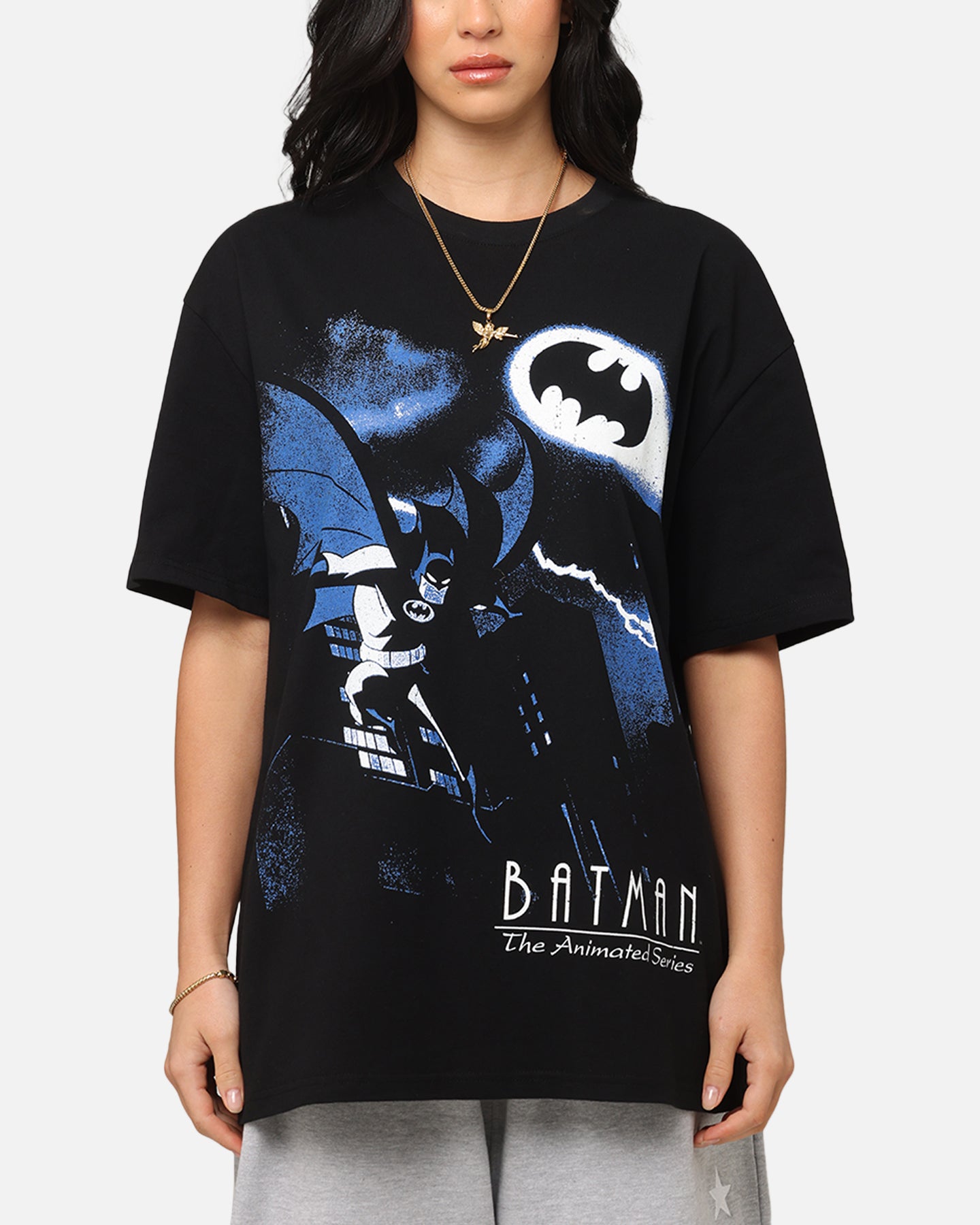 American Thrift DC Batman The Animated Series Heavyweight Cotton T-Shirt - Black Superhero Graphic Tee for Men, Casual Wear & Comic Con Cosplay