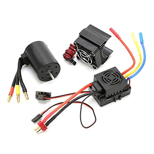 1/10 Scale RC Brushless Motor Set - 3650 12-Slot Motor with 60A ESC & Heat Sink for 1/10 RC Cars | High-Speed Racing & Off-Road Bashing Performance Upgrade