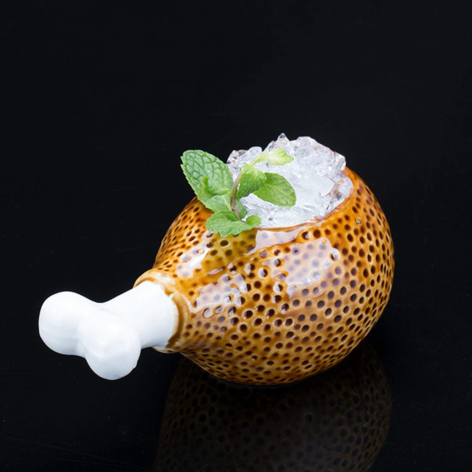 3D Drumstick Tiki Mug - Ceramic Chicken Leg Cocktail Glass for Coffee, Champagne, Smoothies & Ice Cream | Funny Barware for Parties, Themed Events & Home Decor