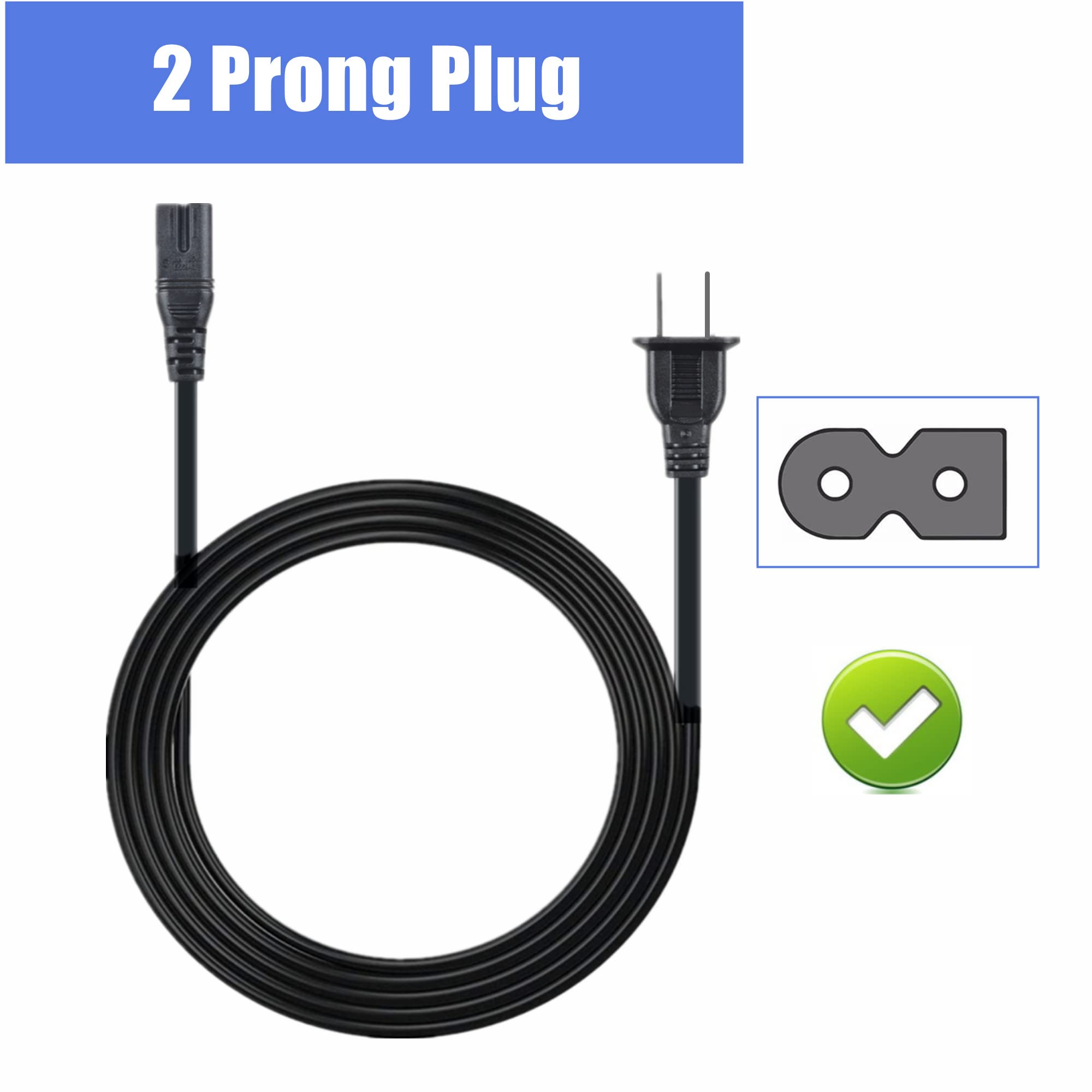 5ft AC Power Cord Replacement for PS3 Slim, PS2, Xbox, Sony PS1 - Compatible with Multiple Gaming Consoles | Perfect for Home Gaming Setups & Console Repairs