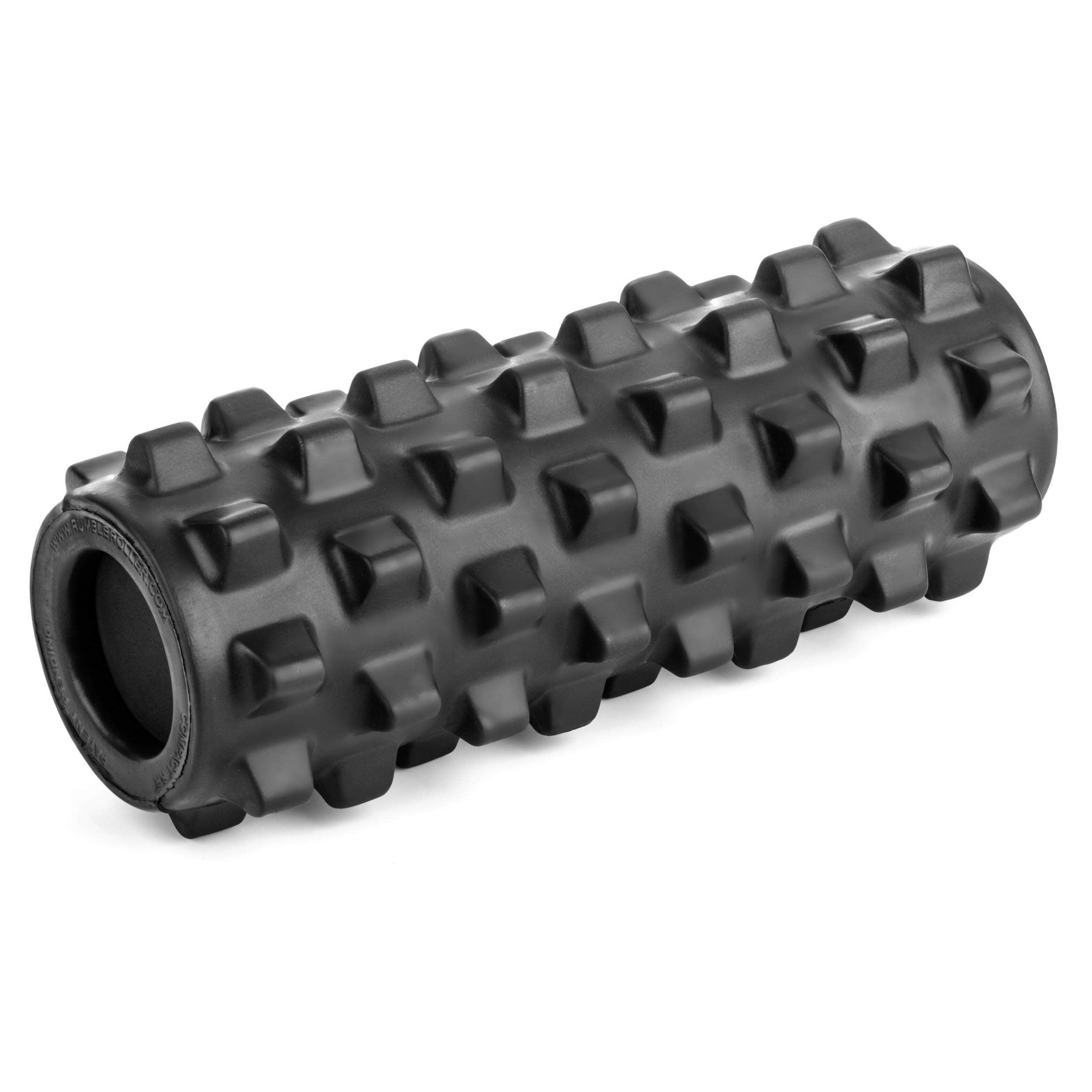 RumbleRoller Extra Firm Textured Foam Roller for Deep Tissue Massage - Black Compact Muscle Recovery Tool for Athletes, Gym & Home Workouts