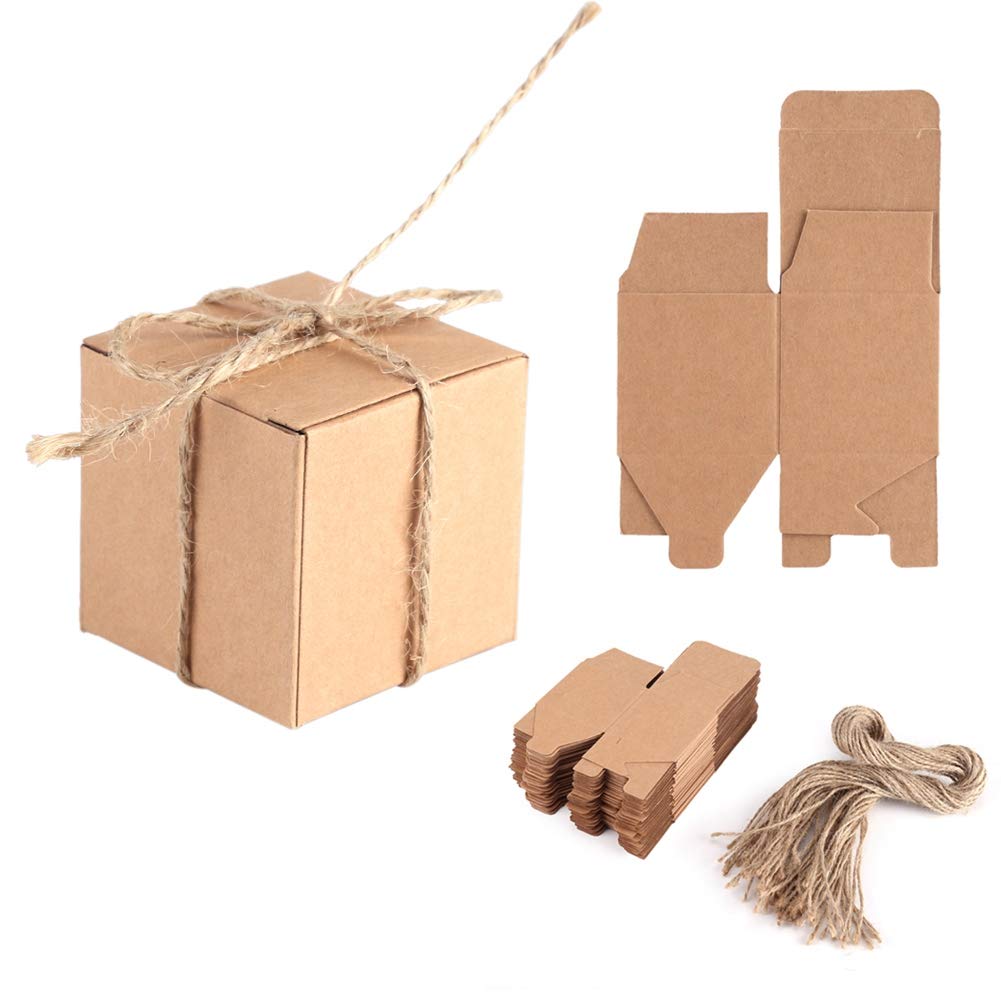 Kraft Paper Candy Box with Lid - Wedding Favor & Gift Box for Cupcakes, Bridesmaids Proposals