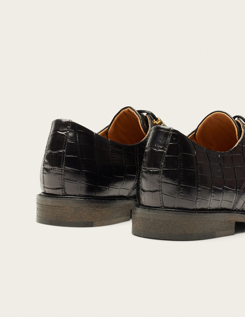 Black Crocodile Leather Derby Shoes for Women - Size XL | Comfortable & Stylish Footwear for Office, Casual Wear & Special Occasions