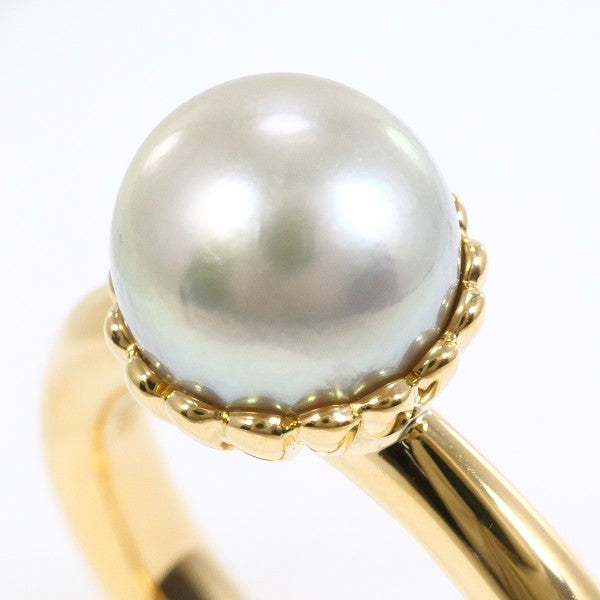 18K Yellow Gold Akoya Pearl Ring for Women - Elegant Japanese Cultured Pearl Jewelry - Perfect for Weddings, Anniversaries & Special Occasions