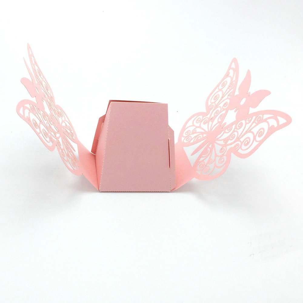 Zorpia® 50pcs Laser Cut Large Butterfly Wedding Favor Boxes - Pink Candy Gift Boxes for Weddings, Parties & Events (ZRA0168919) | Perfect for Bridal Showers, Baby Showers & Birthday Decorations