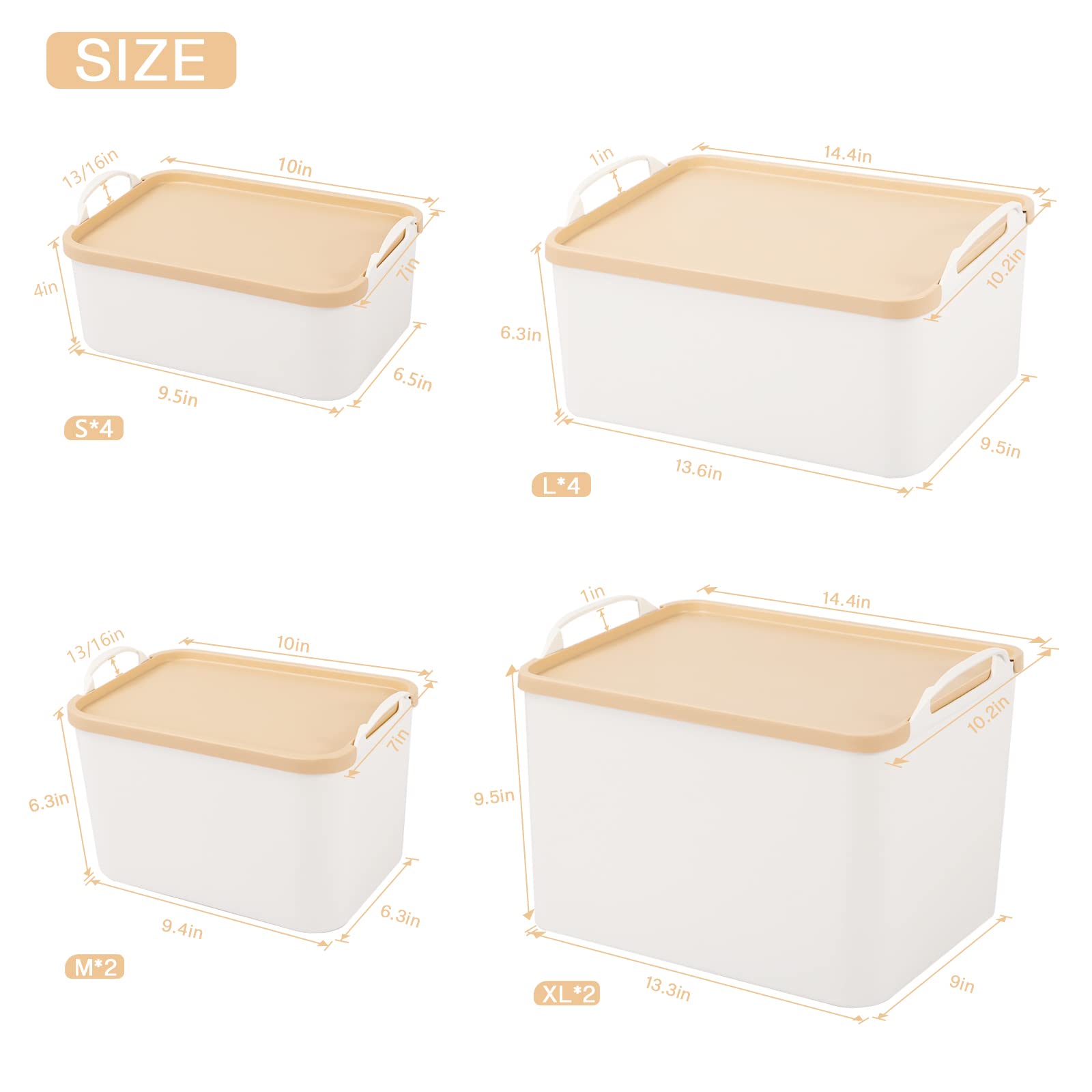 ANMINY 12-Piece Plastic Storage Bins with Lids - Large White Organizing Containers for Closet, Shelves, Drawers & Home Office | Perfect for Clothes, Toys, Office Supplies & Craft Storage