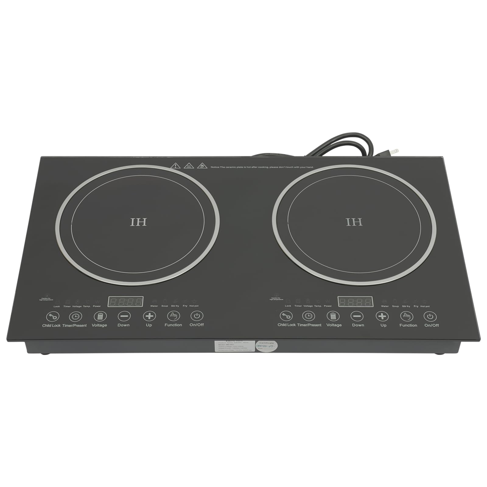 Dual Induction Cooktop 1200W x 2 - Digital Electric Countertop Burner with Touch Sensor Control, 8 Power Levels - Perfect for Home Kitchen, Dorm, RV & Outdoor Cooking