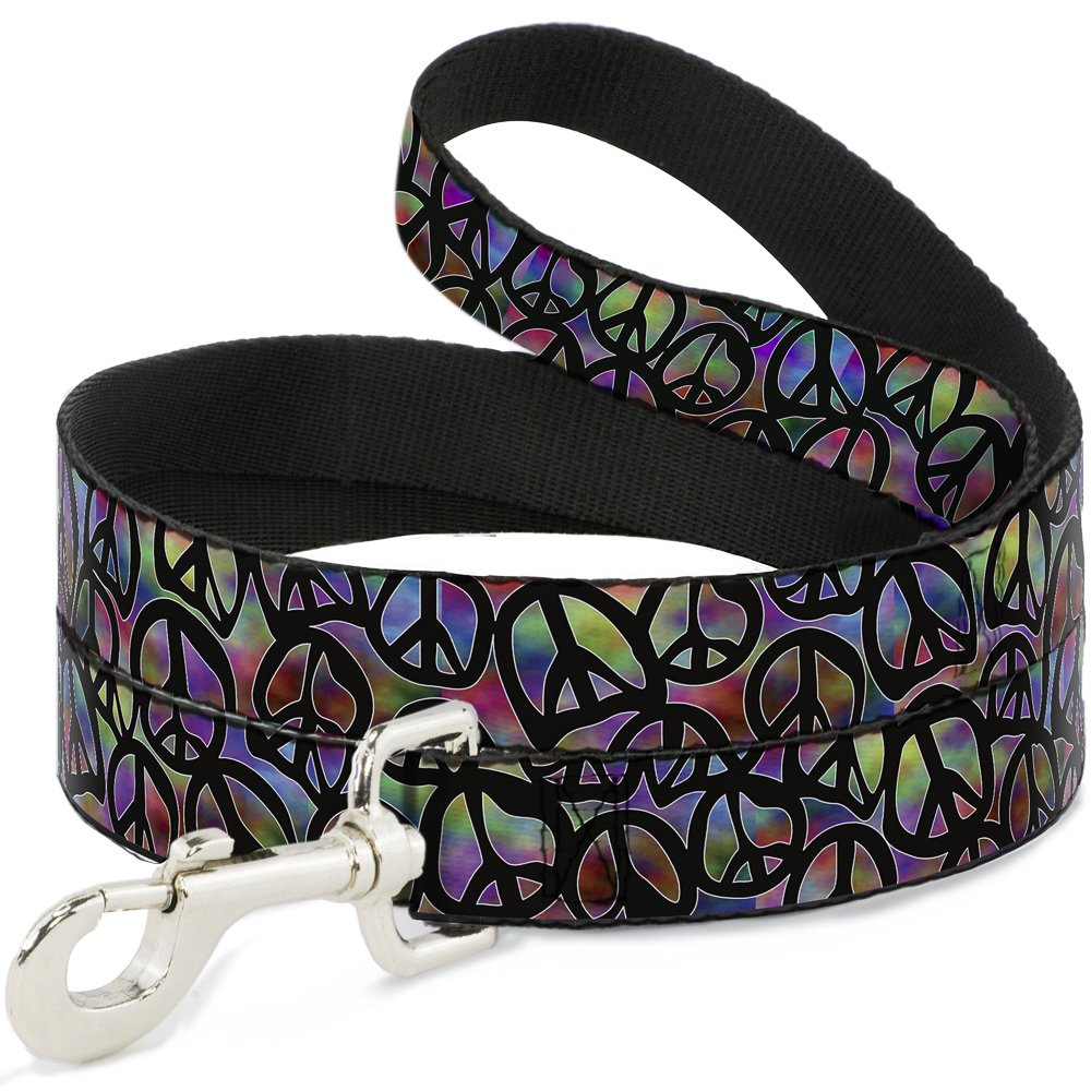 Buckle-Down Psychedelic Peace Pattern Dog Leash - 6FT Long & 1.5