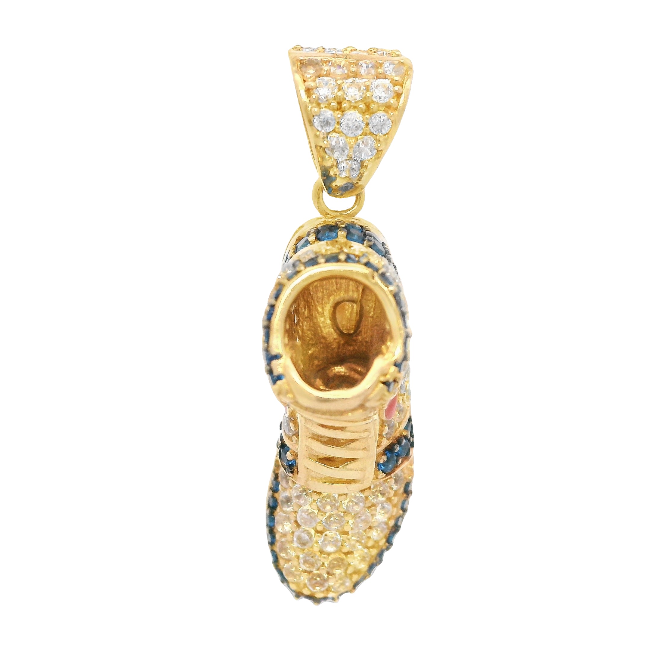 14K Gold CZ Air One Shoes Pendant Necklace - 1.2 Inch Sneaker Charm Jewelry for Men & Women - Perfect for Sneakerheads, Sports Fans & Fashion Gifts