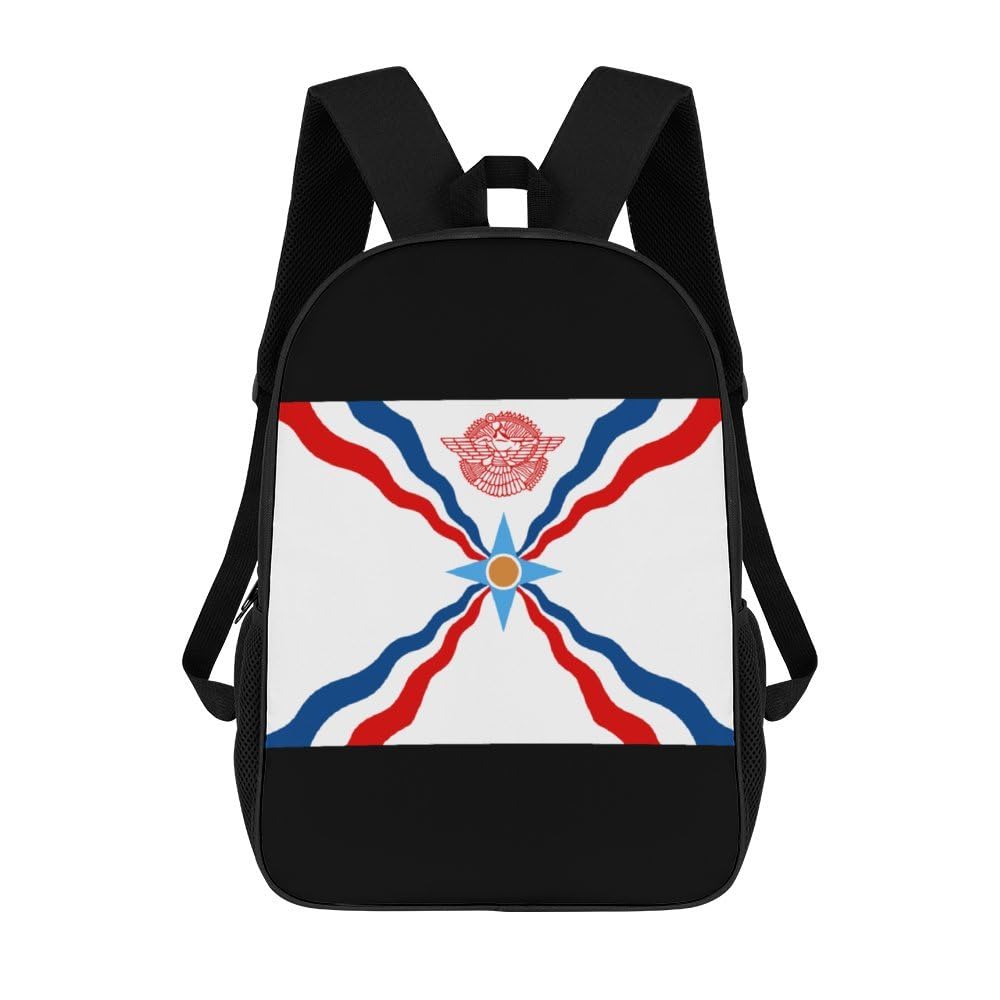 IOEDTHBJ 3D Printed Assyrian Flag Backpack - 17 Inch Laptop Backpack for Men & Women, Durable School & Travel Computer Bag - Perfect for College, Work & Outdoor Adventures