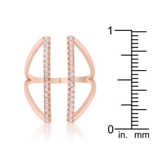 0.2ct CZ Rose Gold Delicate Parallel Ring for Women - Elegant Stackable Band Jewelry for Engagement, Wedding & Everyday Wear