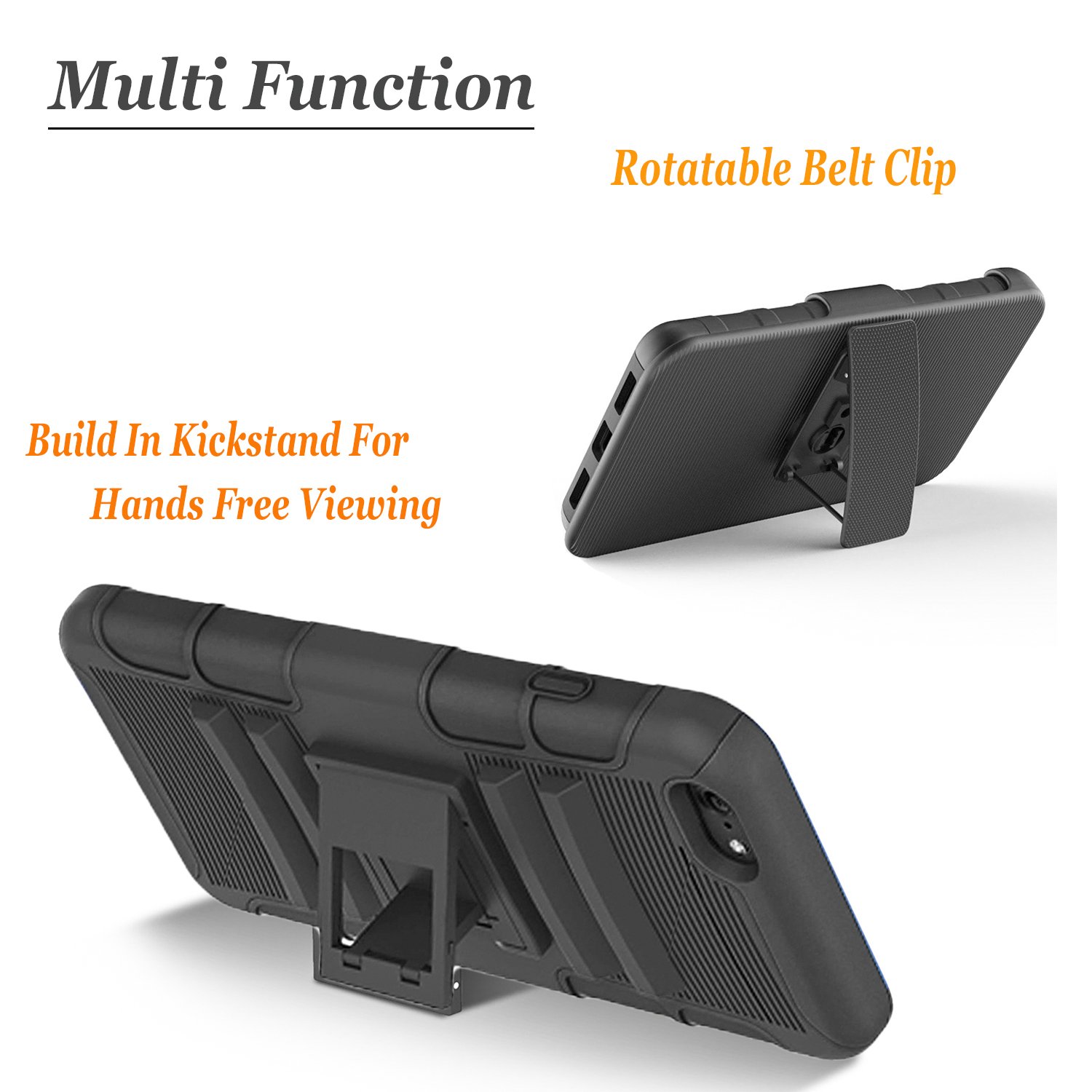 Premium iPhone 6/6S Case with Kickstand, HD Screen Protector & Belt Clip Holster - Includes Free Stylus Pen (Black) | Perfect for Work, Travel & Everyday Protection