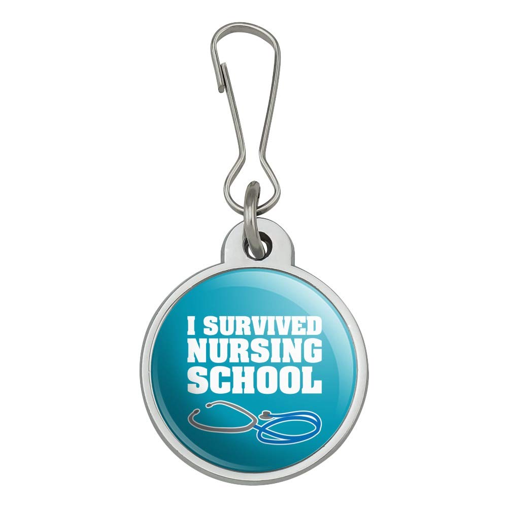 I Survived Nursing School Stethoscope Charm - RN Nurse Gift, Zipper Pull for Jacket, Handbag, Purse, Luggage & Backpack - Perfect for Graduation & Work Accessories