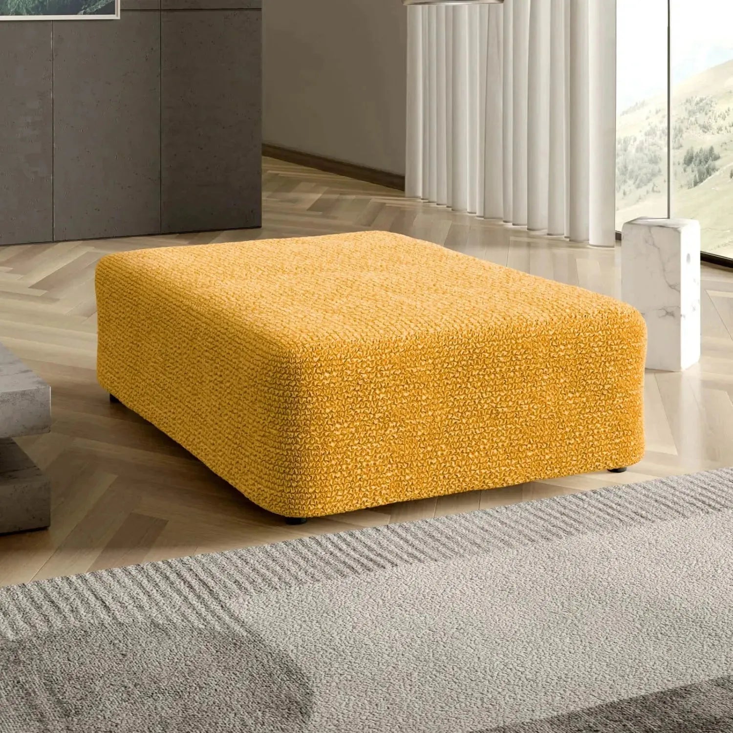 Large Ottoman Slipcover - Microfiber Collection for Living Room, Bedroom & Home Decor | Washable & Durable Furniture Cover