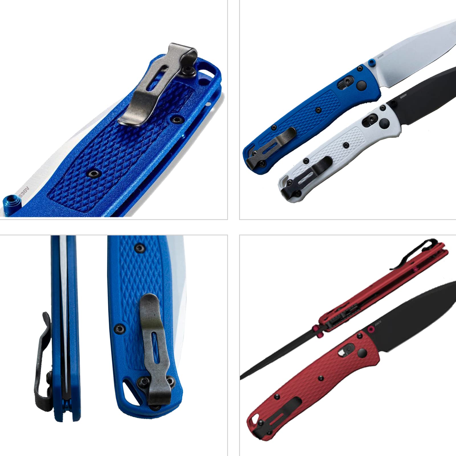 6-Piece Deep Carry Pocket Clips Set - Black & Stone Wash Titanium Clips with Screws for Benchmade 535 Knife | EDC Gear Upgrade | Perfect for Everyday Carry, Tactical Use & Outdoor Activities