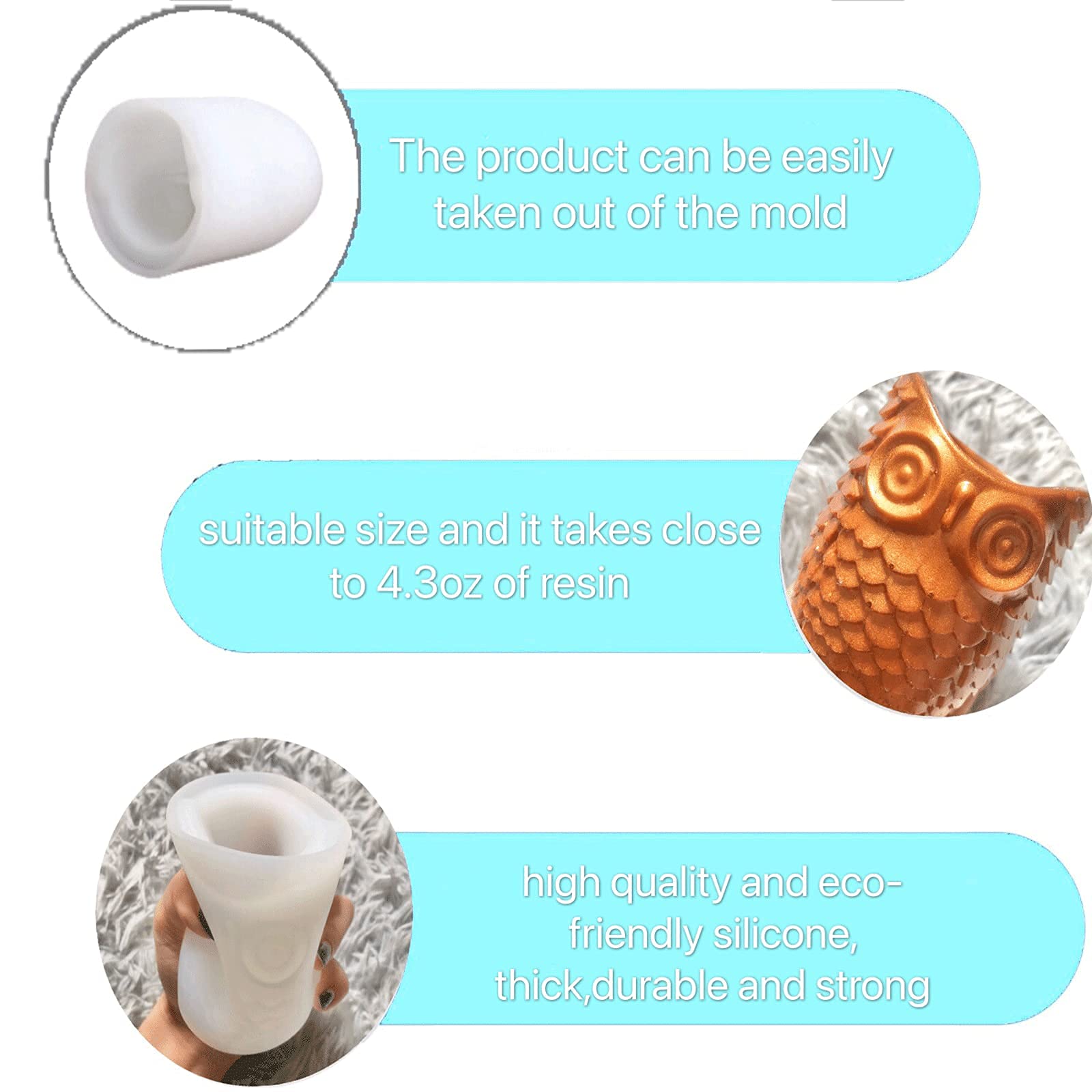 Large Owl Epoxy Silicone Molds for Resin Casting - DIY Pen Cup, Storage Box, Candle Holder, Makeup Brush Organizer & Flower Pot Decor - Perfect for Crafting, Home Decor & Gift Making