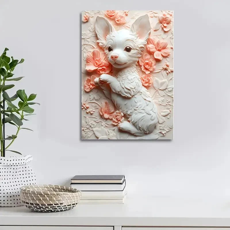 Heart Blossoms Painting - 'Jack The Puppy' 40x60cm Metal Print Wall Art - Ready to Hang for Living Room, Bedroom & Office Decor