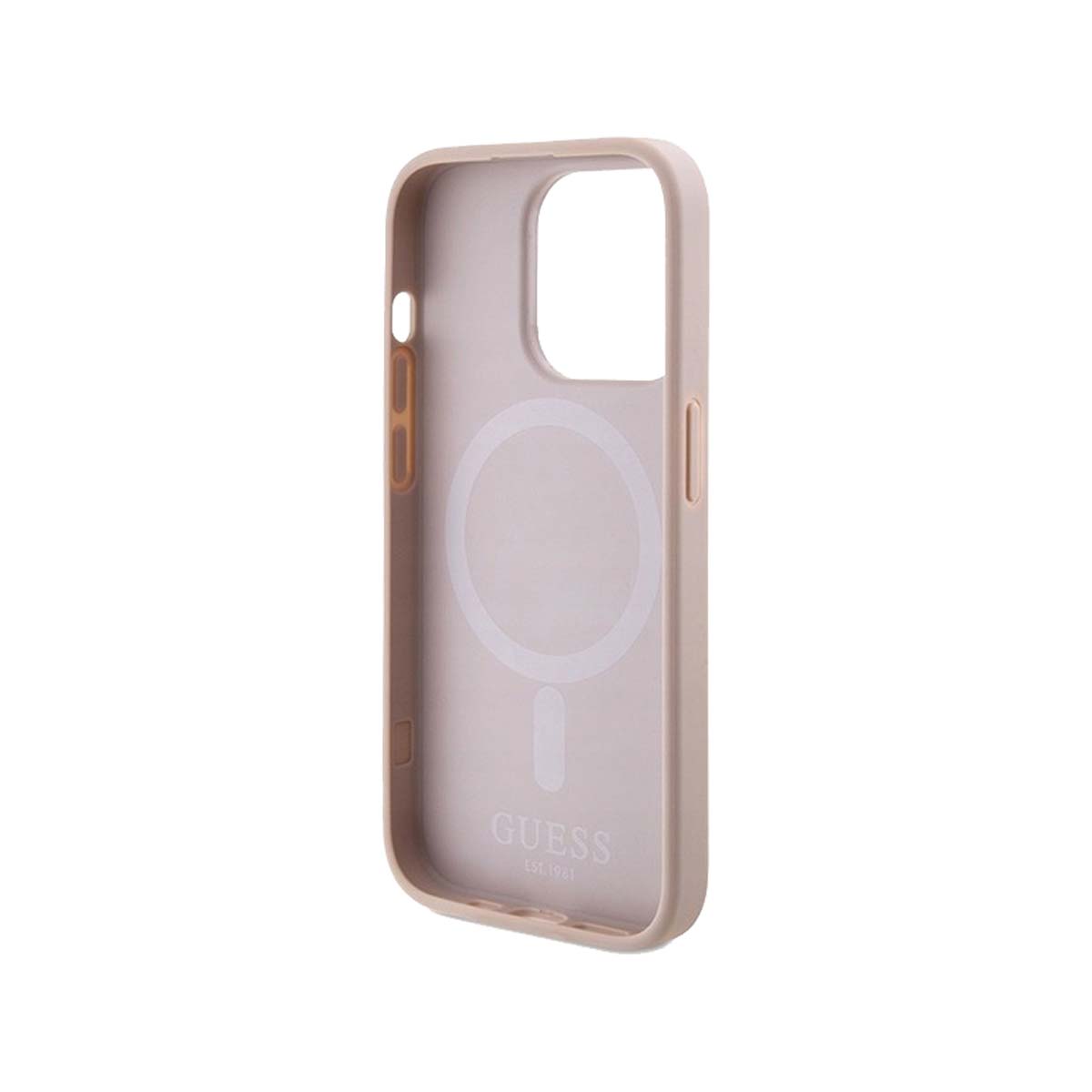 Guess Saffiano Leather MagSafe Case for iPhone 15 Pro Max - Pink | Slim Protective Cover with Premium Texture | Perfect for Work, Travel & Everyday Use
