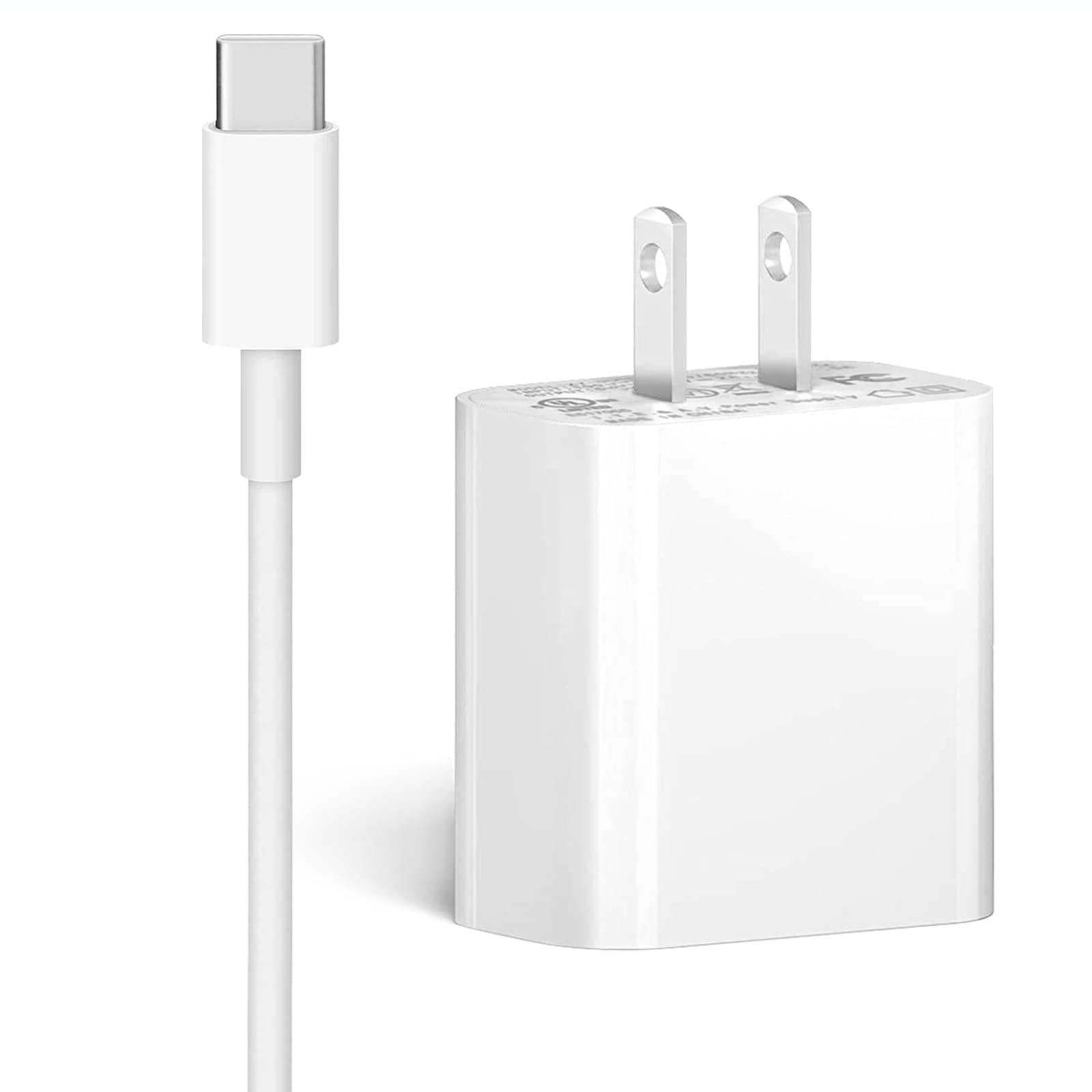 Fast 18W USB-C Wall Charger with 6.6ft Cable - PD 3.0 Quick Charge for Huawei P40 4G, Pixel Phones & USB-C Devices - Perfect for Home, Office & Travel Charging