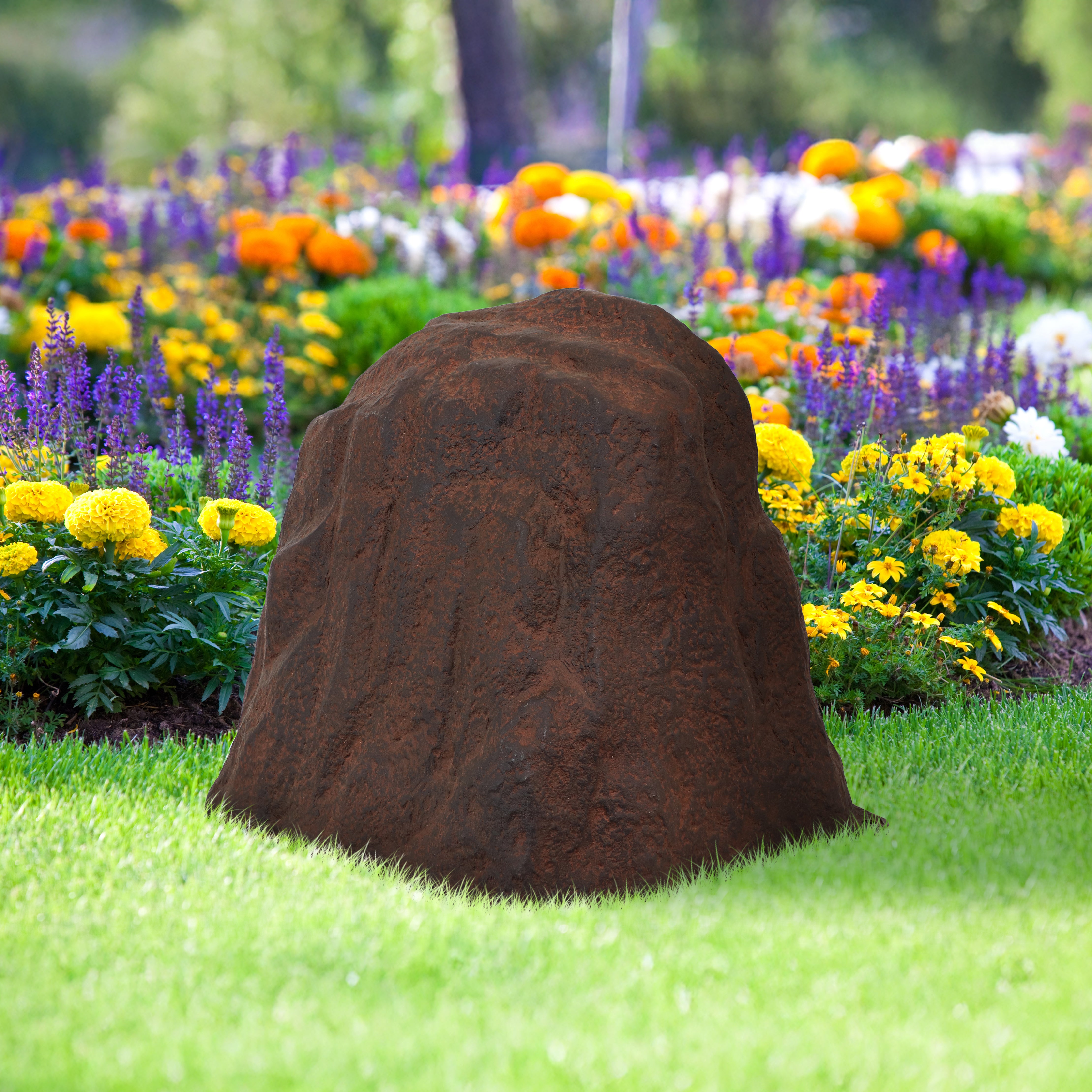 Sunnydaze Polyresin Landscape Rock Cover with Stakes - Decorative Yard Rock Cover for Outdoor Garden, Lawn, and Patio - Weatherproof and UV Resistant - Perfect for Hiding Utility Boxes, Cables, and Unsightly Areas