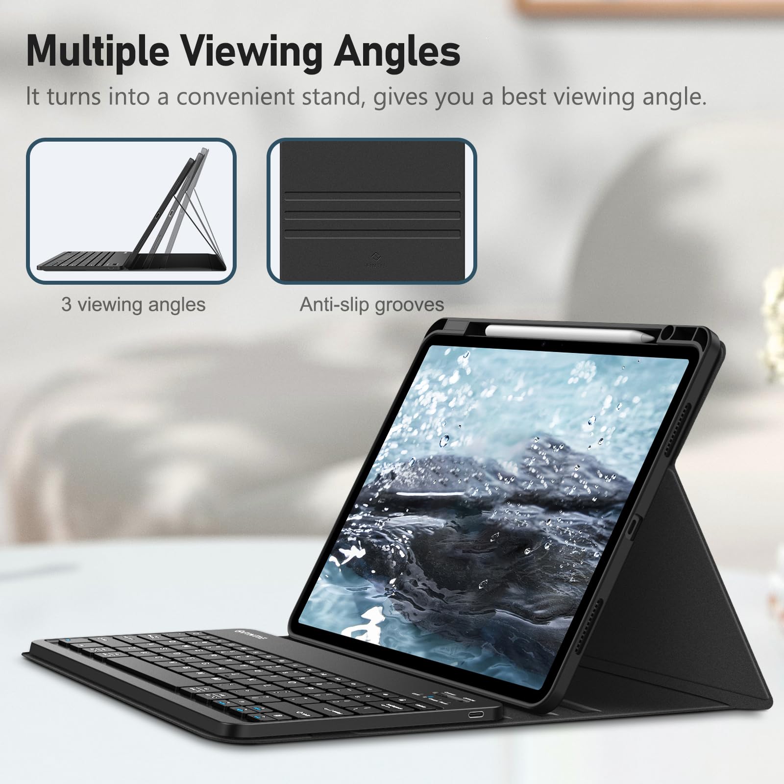 Fintie Bluetooth Keyboard Case for iPad Air 13-inch (M3 2025/M2 2024) - Detachable Backlit Keyboard with Pencil Holder & Soft TPU Protective Cover - Perfect for Work, Study, and Travel (Black)