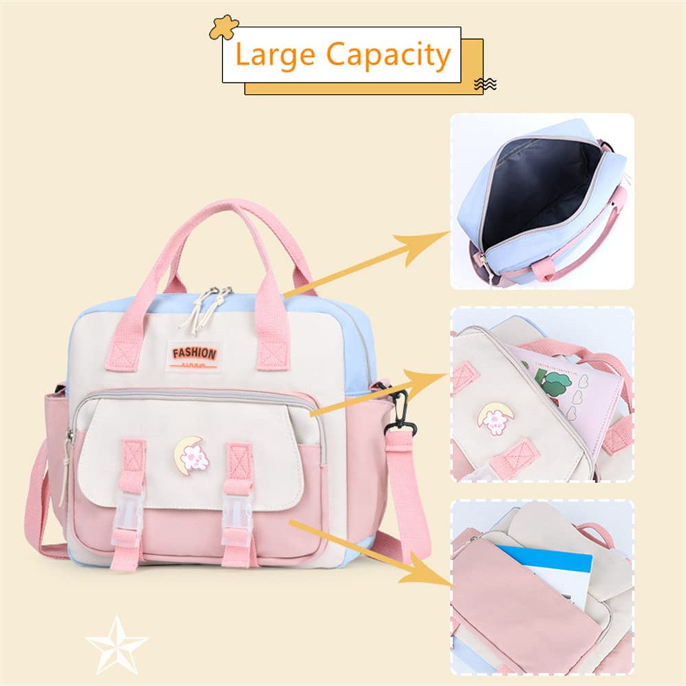 Cute Kawaii Backpack for Girls - Stylish Tote & Crossbody Shoulder Bag with Adorable Accessories, Multi-Purpose School Bag (Deep Pink) - Perfect for School, Travel, Shopping & Daily Use