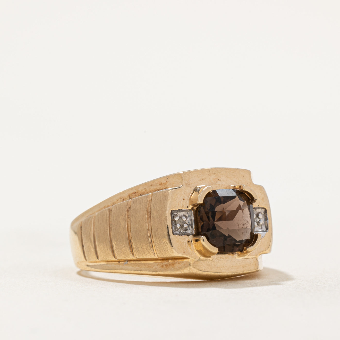 Elegant Smoky Quartz & Diamond Cocktail Ring - 1.50ct Smoky Quartz with 0.01ctw Diamonds - Size 10 - Perfect for Evening Parties, Date Nights & Special Occasions