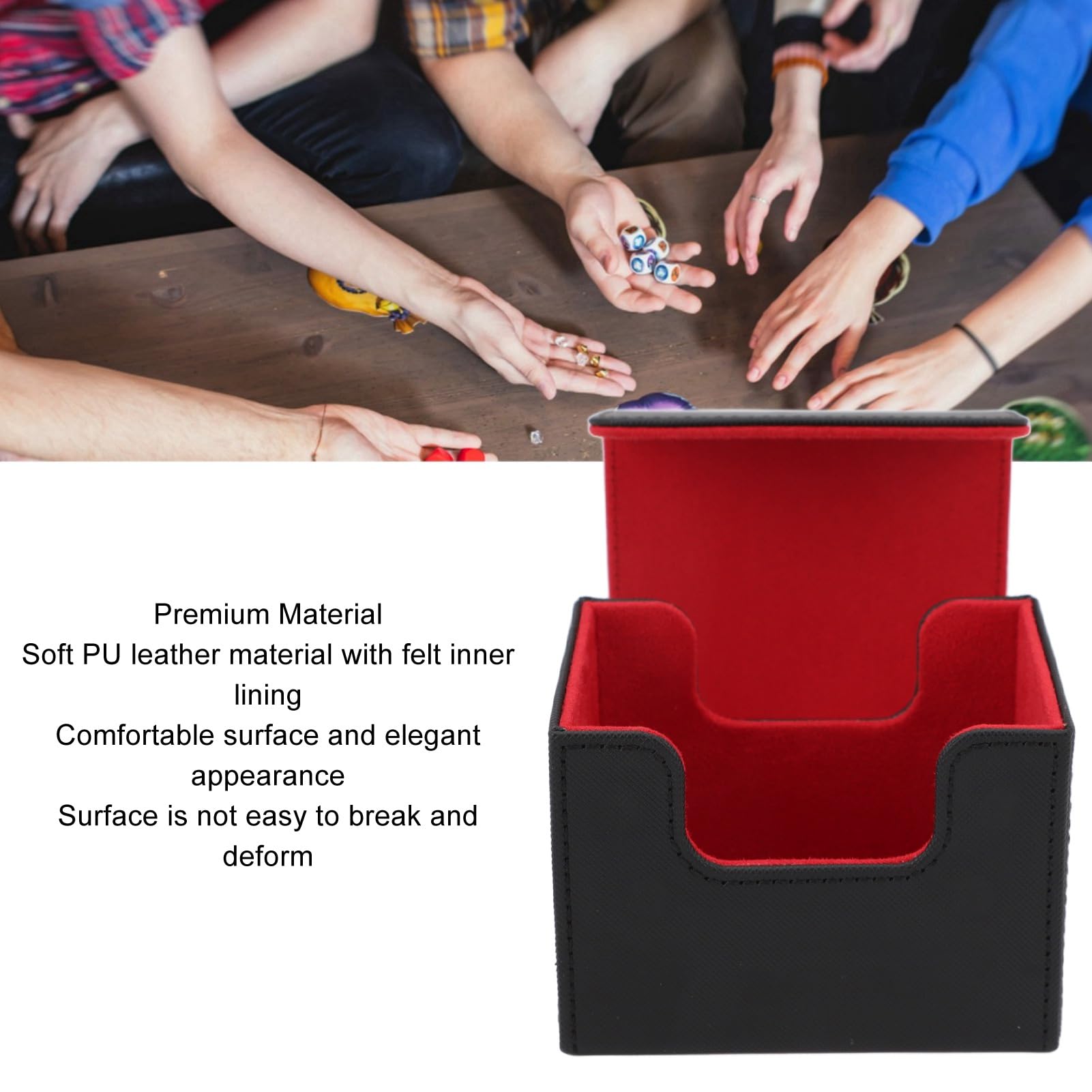 Premium Playing Card Storage Box - ScratchProof Magnetic Lid Deck Holder for Tarot, Poker & Collectible Cards (Black/Red) - Perfect for Game Nights, Travel & Card Collection Organization