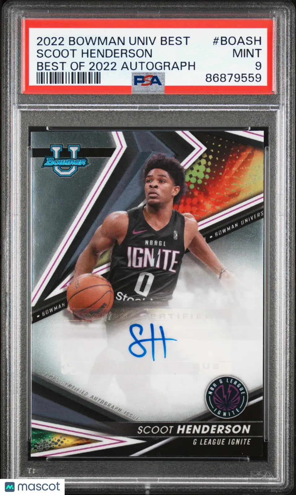 2022 Bowman University Best Autograph Scoot Henderson PSA 9 - Rare Basketball Trading Card for Collectors & Investors - Perfect for Sports Memorabilia Displays & Investment Portfolios