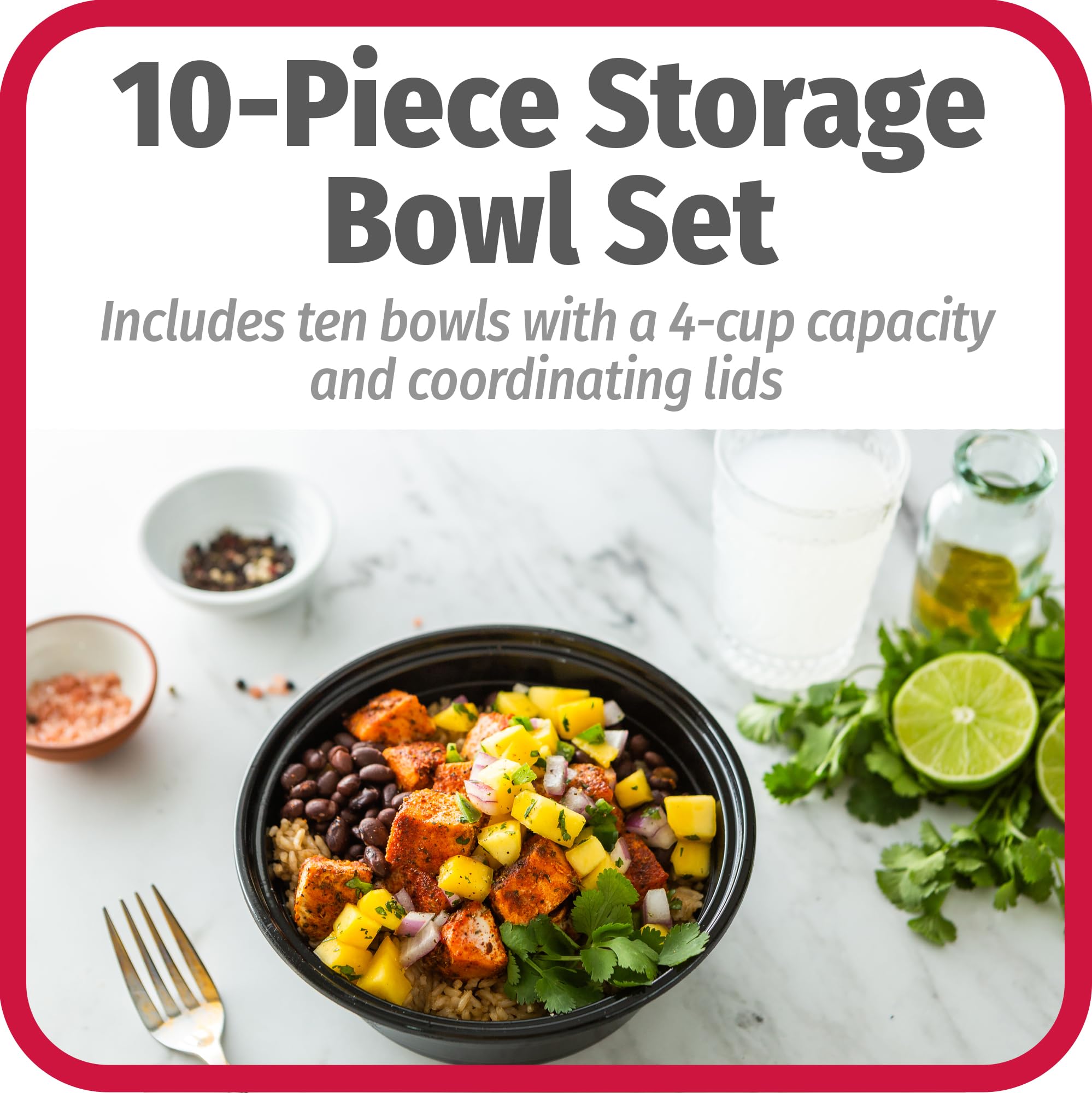 GoodCook BPA-Free Meal Prep Containers with Dressing Cups - 10-Piece Microwave & Dishwasher Safe Food Storage Set with Snap Lids | Perfect for Meal Prepping, Lunches, Office Meals & Healthy Eating