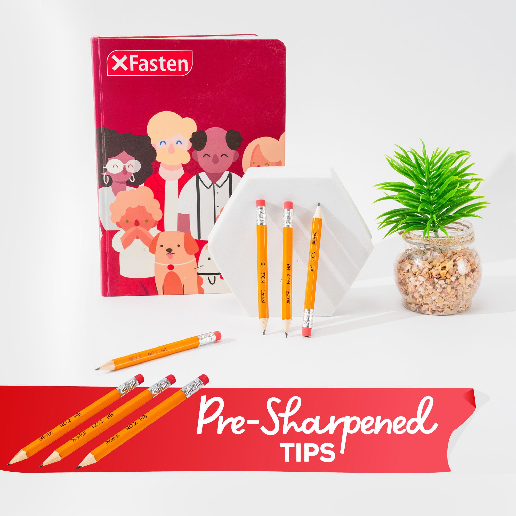 XFasten 200-Pack Presharpened HB Golf Pencils with Erasers - Bulk Mini Hexagonal Pencils for Kids, Students & Office Use - Perfect for Scorecards, Tests, Notes & Small Spaces