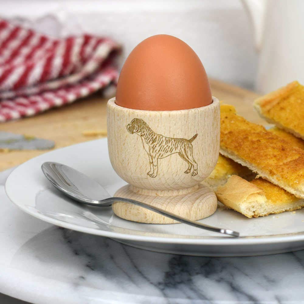 Azeeda Boxer Dog Wooden Egg Cup - Handmade Wood Egg Holder for Soft Boiled Eggs - Perfect for Breakfast, Kitchen Decor, and Unique Gifts (EC00013283)