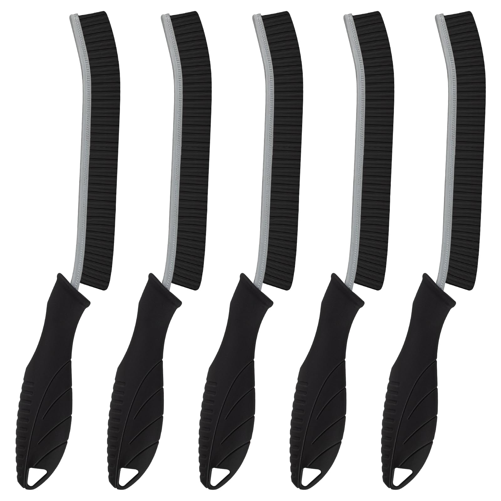 5-Piece Hard Bristle Cleaning Brush Set - Tile Grout Brush, Crevice Scrubber for Bathroom, Kitchen, Toilet & Window Tracks - Heavy Duty Gap Cleaning Tools (Black) - Perfect for Deep Cleaning Tiles, Grout Lines, Narrow Gaps and Hard-to-Reach Areas