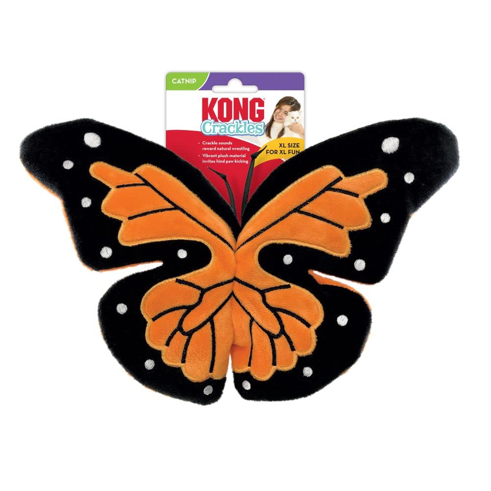 KONG Catnip Crackles Flutterz Butterfly Toy for Cats - Interactive Cat Toy with Catnip for Play & Exercise - Perfect for Indoor Cats & Kittens