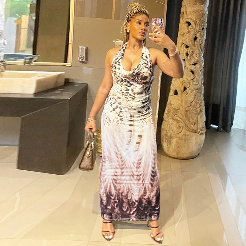 Sexy Backless V-Neck Lace-Up Maxi Dress for Women - Slim Fit Sleeveless Hollow Out Summer Dress | Perfect for Beach Vacation, Evening Party & Autumn Date Night