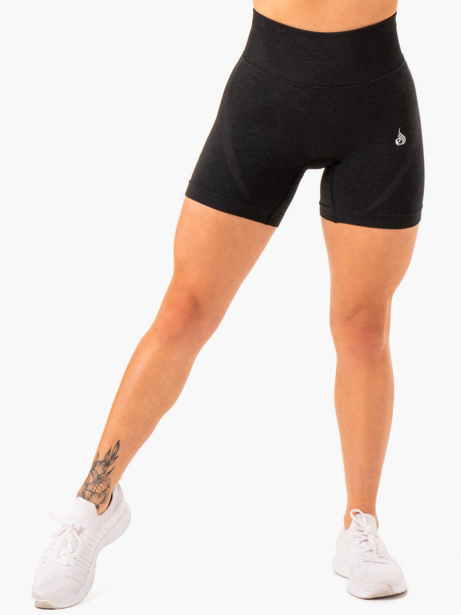 Staples Seamless Shorts - Black Marl | Comfortable & Stretchy Workout Shorts for Men & Women | Perfect for Gym, Running, Yoga & Lounge