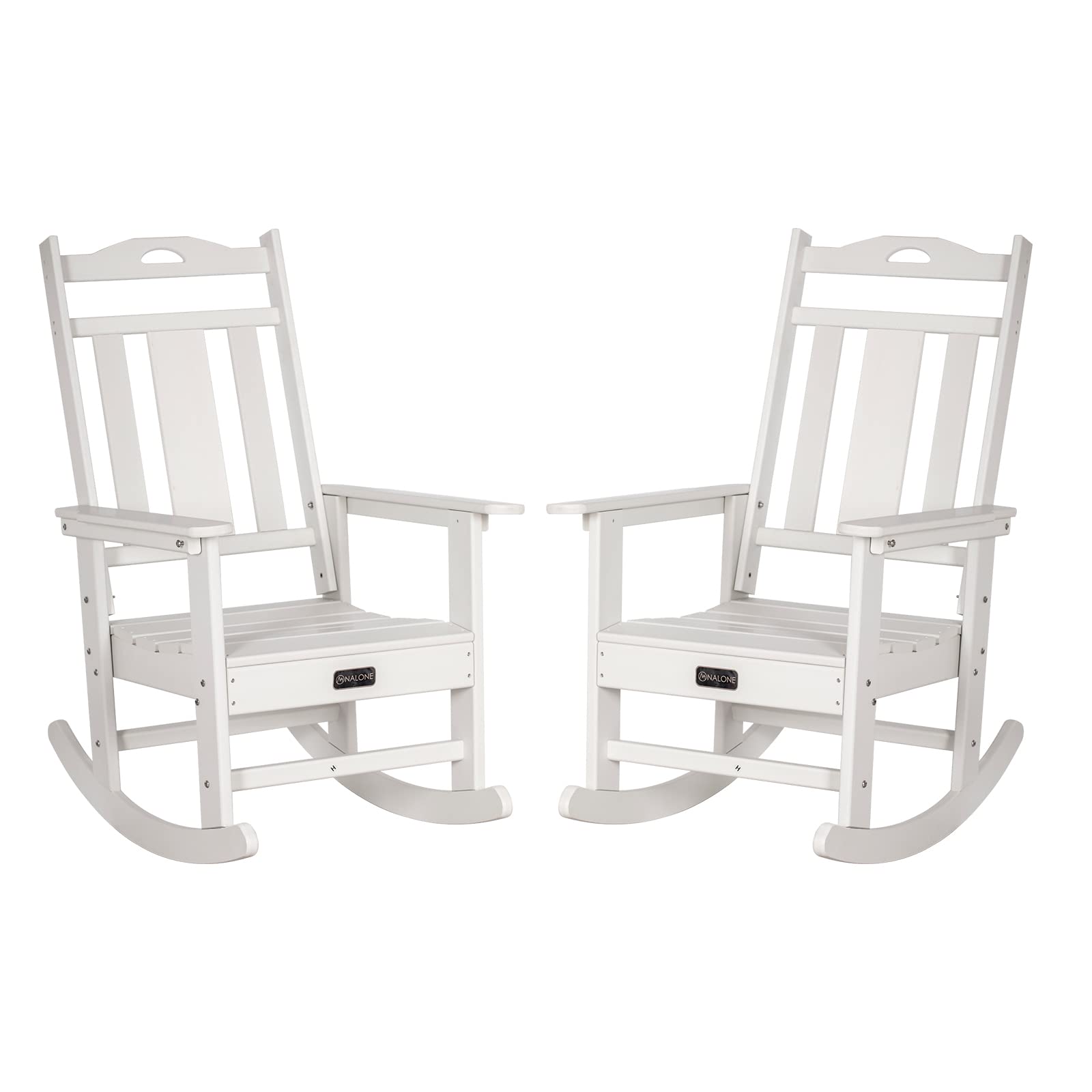 2-Pack Nalone Oversized All-Weather Outdoor Rocking Chairs - Heavy Duty Patio Rockers for Adults, Garden & Porch Furniture (White) - Perfect for Relaxing on Your Deck, Backyard or Poolside