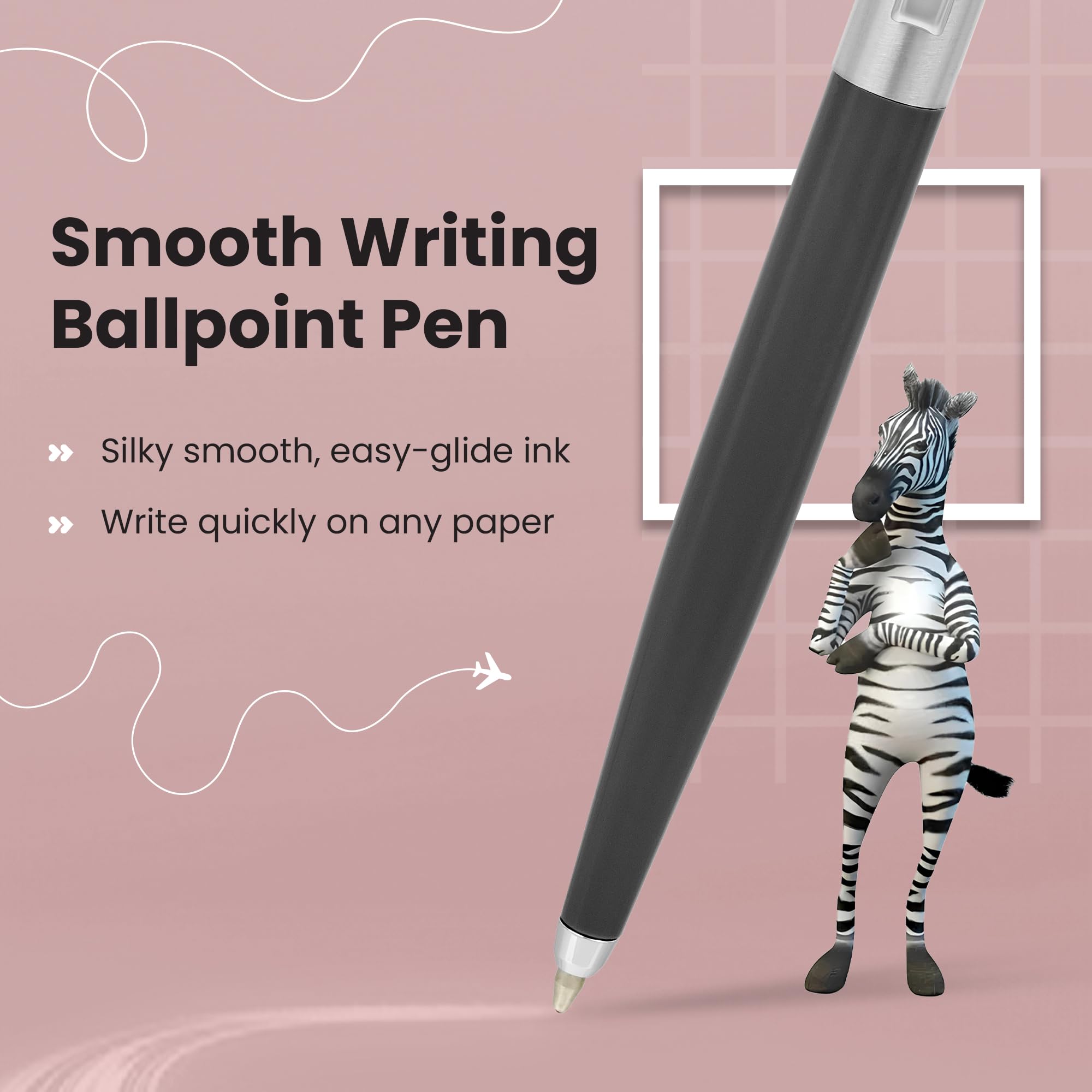 Zebra Pen 901 Black Ballpoint Pens - Retractable Fine Point Black Ink Pens with Premium Grey Barrel & Presentation Case | Smooth Writing for Office, School, Note Taking & Gift Giving (1 Pack)